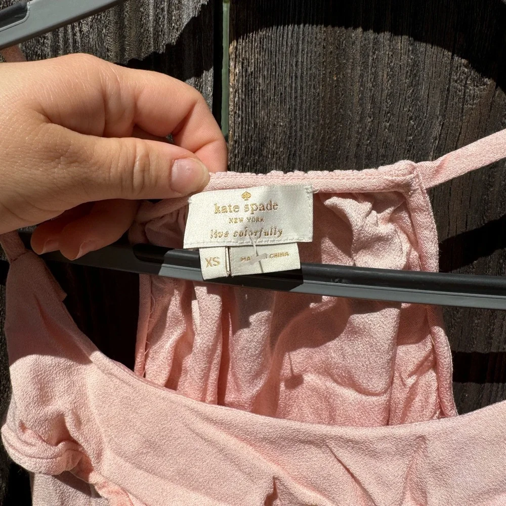 Kate Spade Baby Pink Spaghetti Strap Ruffled Camisole tank top blouse size XS